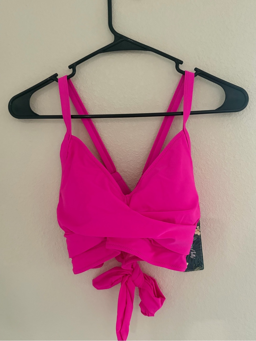 Women's Wrap Front Bikini Top in Hot Pink